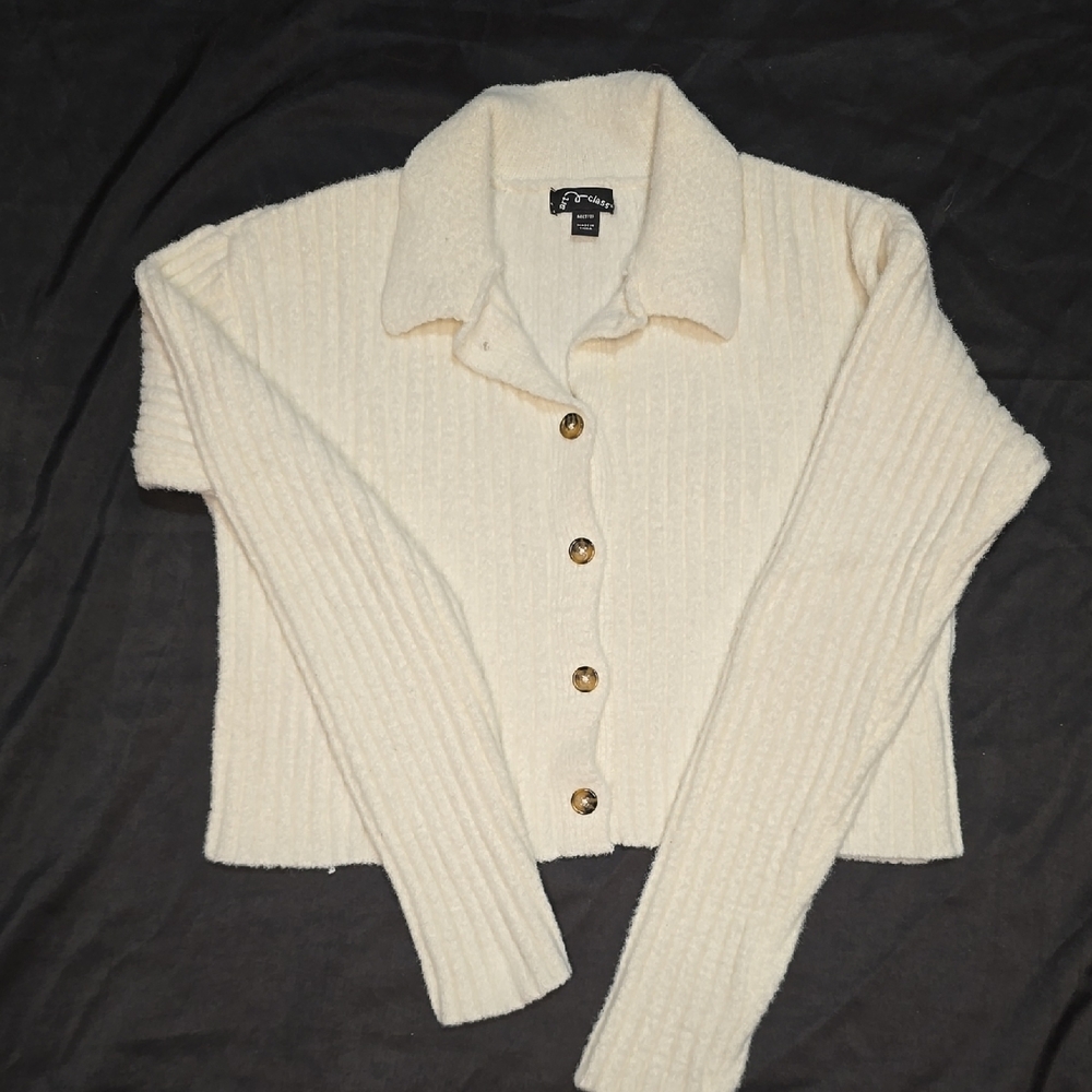 Art Class Cream Button-Up Cardigan
